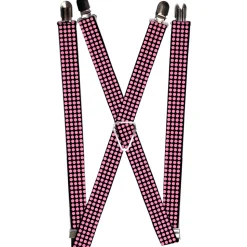 Suspenders - 1.0" - Mini Polka Dots Black/Pink