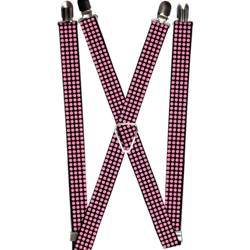 Suspenders - 1.0" - Mini Polka Dots Black/Pink