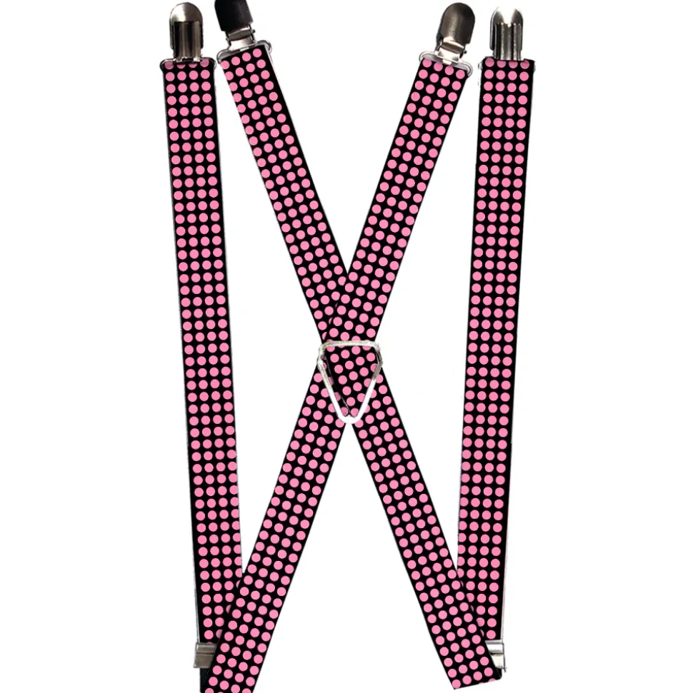 Suspenders - 1.0" - Mini Polka Dots Black/Pink