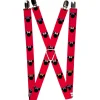 Suspenders - 1.0" - Minnie Mouse Silhouette Red Black Polka Dot