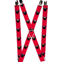 Suspenders - 1.0" - Minnie Mouse Silhouette Red Black Polka Dot
