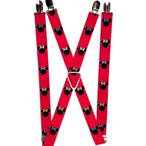 Suspenders - 1.0" - Minnie Mouse Silhouette Red Black Polka Dot