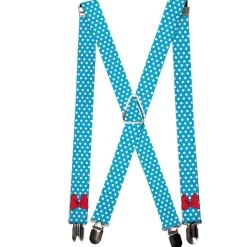 Suspenders - 1.0" - Minnie Mouse Bow Dots Blue/Black/White/Red