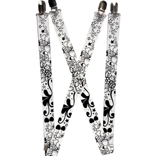 Suspenders - 1.0" - Mom & Dad Black/White