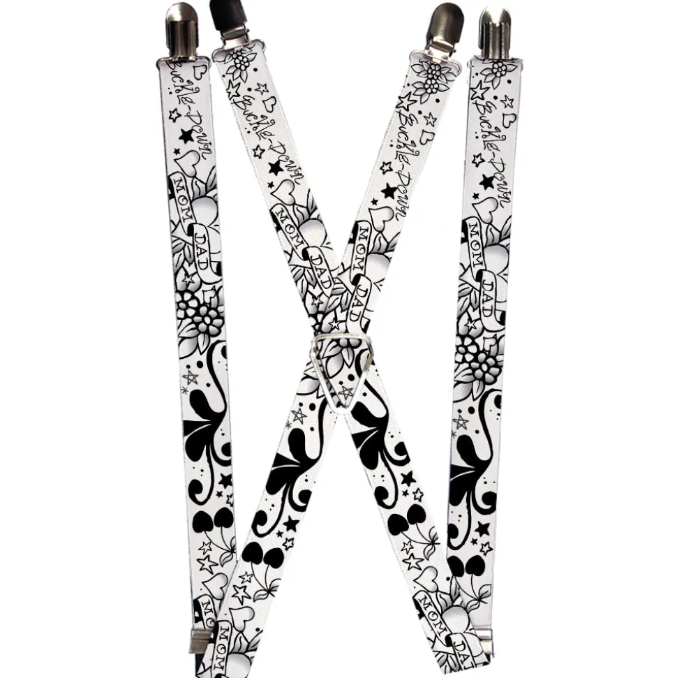 Suspenders - 1.0" - Mom & Dad Black/White