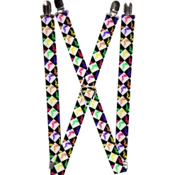 Suspenders - 1.0" - Mud Flap Girl Diamonds Black/White/Multi Neon