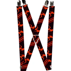 Suspenders - 1.0" - Mud Flap Girls w/Stripes Black/Red/Orange
