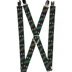 Suspenders - 1.0" - Mud Flap Girls w/Stripes Gray/Turquoise/Orange