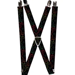 Suspenders - 1.0" - Mud Flap Girls w/Star Outline Black/Multi Color