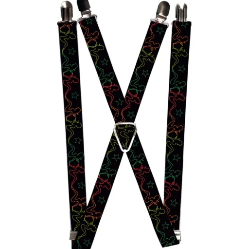 Suspenders - 1.0" - Mud Flap Girls w/Star Outline Black/Multi Color