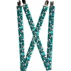 Suspenders - 1.0" - Multi Panda w/Sunglasses Stripe Turquoise/Black