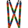 Suspenders - 1.0" - Mustaches Multi Color Blocks/Black