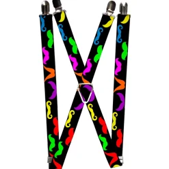 Suspenders - 1.0" - Mustaches Black/Multi Color