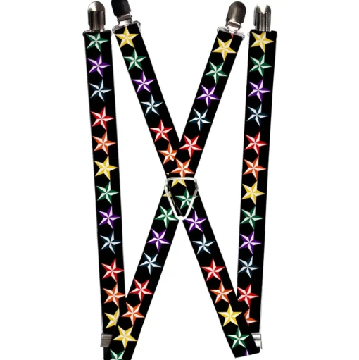 Suspenders - 1.0" - Nautical Star Black/Multi Color