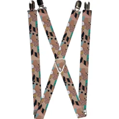 Suspenders - 1.0" - Nightmare Before Christmas Sally Dress Patchwork2 Browns