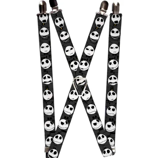 Suspenders - 1.0" - Nightmare Before Christmas Jack Expressions Gray