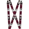 Suspenders - 1.0" - Nightmare Before Christmas Jack Face Corpse Pose Bats Reds Black White Grays
