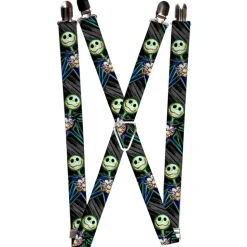 Suspenders - 1.0" - Nightmare Before Christmas Jack Crossed Hands Pose Electric Glow