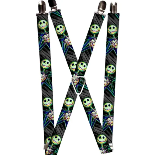 Suspenders - 1.0" - Nightmare Before Christmas Jack Crossed Hands Pose Electric Glow