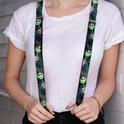 Suspenders - 1.0" - Nightmare Before Christmas Jack Crossed Hands Pose Electric Glow