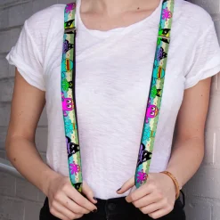 Suspenders - 1.0" - Octopus Superhero Cartoon