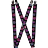 Suspenders - 1.0" - Owls Black/Fuchsia/Purple/Turquoise