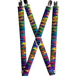 Suspenders - 1.0" - Paint Drips Black/Multi Neon