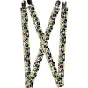 Suspenders - 1.0" - Panda Bear Cartoon Bamboo White/Greens/Multi Color