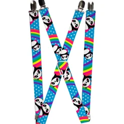 Suspenders - 1.0" - Pandas & Rainbows w/Stars