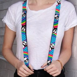 Suspenders - 1.0" - Pandas & Rainbows w/Stars