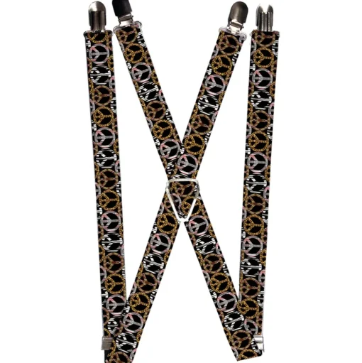 Suspenders - 1.0" - Peace Black/Animal Prints