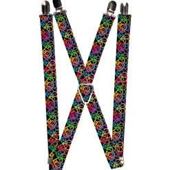 Suspenders - 1.0" - Peace Hearts Stacked Black/Neon