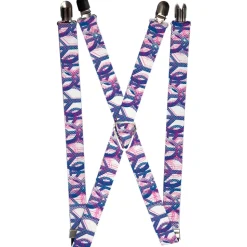 Suspenders - 1.0" - Peace Mixed White/Blue/Pink