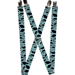 Suspenders - 1.0" - Peace Sketch Black/Baby Blue