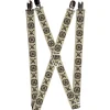 Suspenders - 1.0" - Pirates Dead Men Tell No Tales Skull Icon Compass Cream Black Red