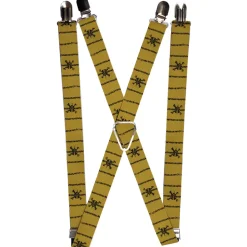 Suspenders - 1.0" - Pirates Dead Men Tell No Tales Skull Icon Rope Tan Black