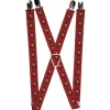 Suspenders - 1.0" - PIRATES OF THE CARRIBEAN Jack Sparrow Skull Icon Red Black Gray
