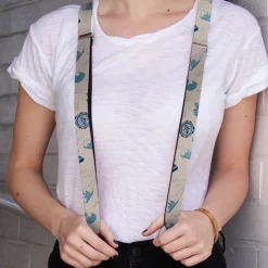 Suspenders - 1.0" - Pirates Nautical Elements White Blues