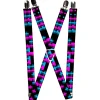 Suspenders - 1.0" - Pixilated Checker Black/Fuchsia/Turquoise