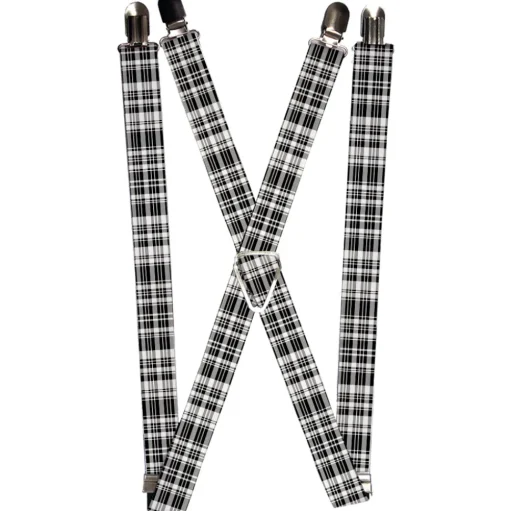 Suspenders - 1.0" - Plaid Black/White