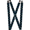 Suspenders - 1.0" - Plaid Black/Turquoise/Gray