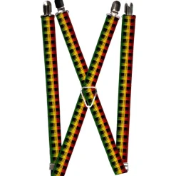 Suspenders - 1.0" - Plaid Black/Rasta
