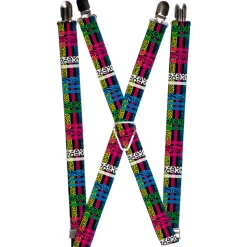 Suspenders - 1.0" - Plaid Black/Neon Animal Skins