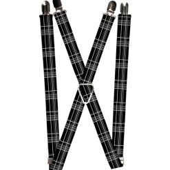 Suspenders - 1.0" - Plaid Black/Gray