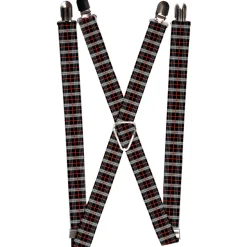 Suspenders - 1.0" - Plaid Black/Red
