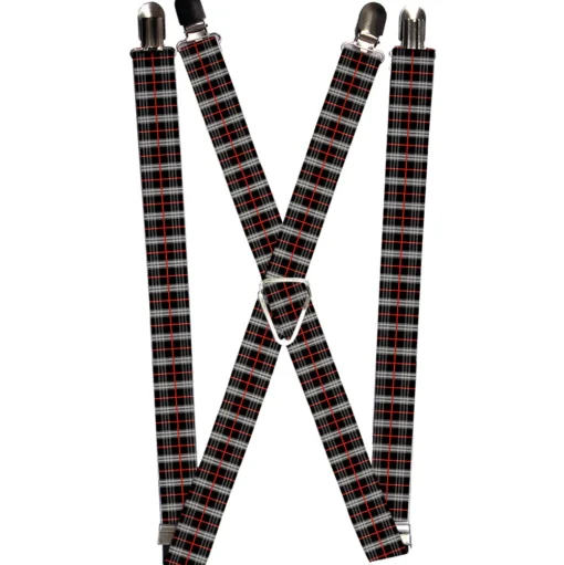 Suspenders - 1.0" - Plaid Black/Red