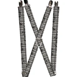 Suspenders - 1.0" - Plaid Curls Gray