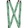 Suspenders - 1.0" - Plaid Curls White/Black/Gray/Green