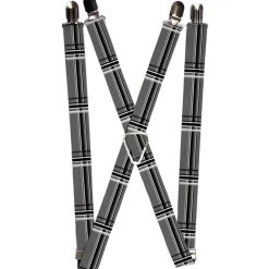 Suspenders - 1.0" - Plaid Gray/Black/White