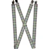Suspenders - 1.0" - Plaid Gray/Multi Neon